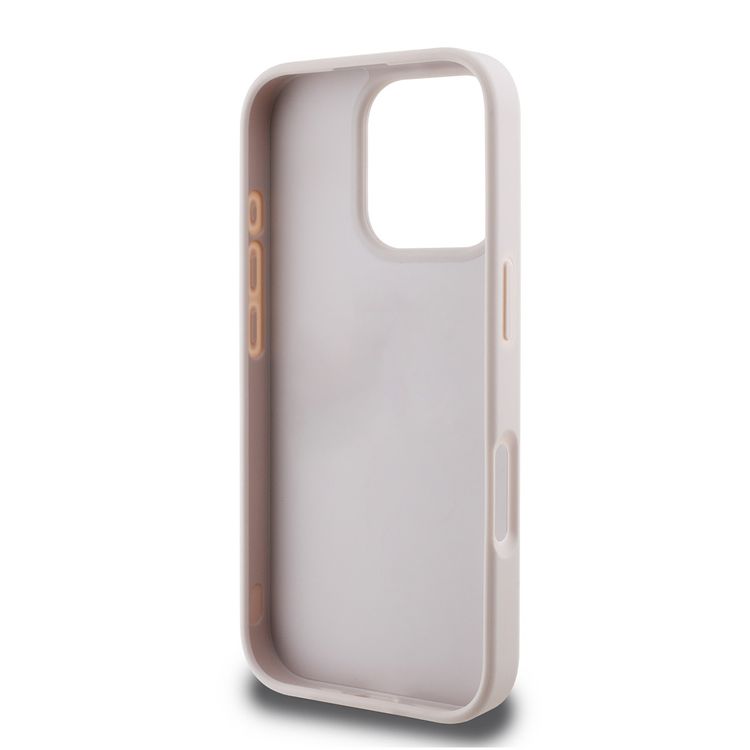 Guess PU 4G Hard Case with Big Love Guess Logo For iPhone 16 Pro Max, High Quality Material, Lightweight, Easy Snap-on - Pink