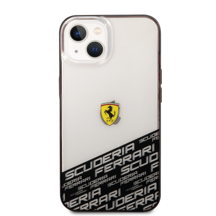 Ferrari PC/TPU IML Case with Bottom Scuderia Allover Print iPhone 14 Compatibility - Silver