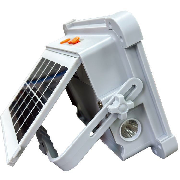 Porodo Sunlite Solar-Powered Rechargeable Outdoor LED Light with 5 Lighting Modes, Up to 10 Hours Working Time, 7200mAh Battery, 8 Hours Recharge Time, Power Bank Functionality, Side Flashlight - White