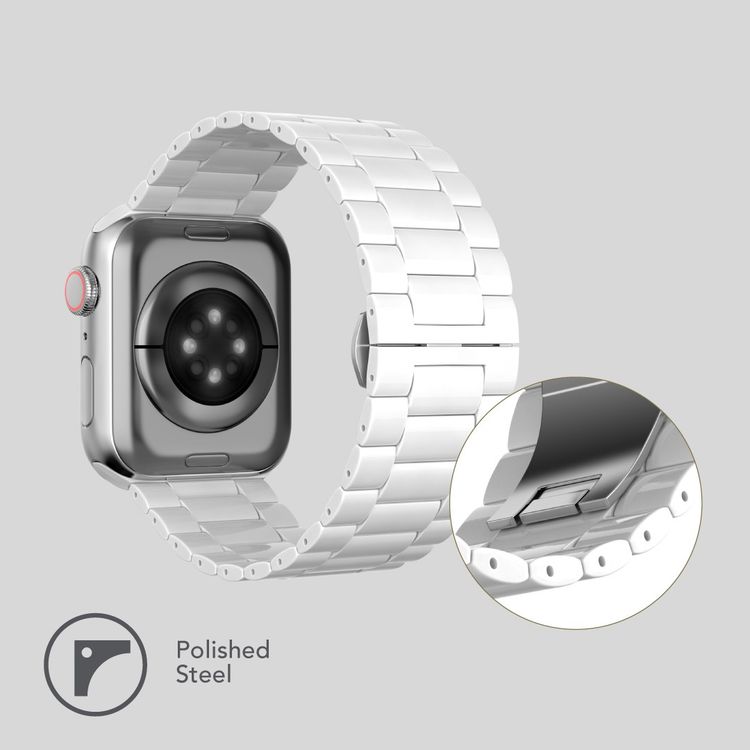 Levelo Nocturne Three-Strain Ceramic Watch Strap for Apple Watch 42/44/45mm, Anti-Scratch, Corrosion-Resistant, Easy Installation - White