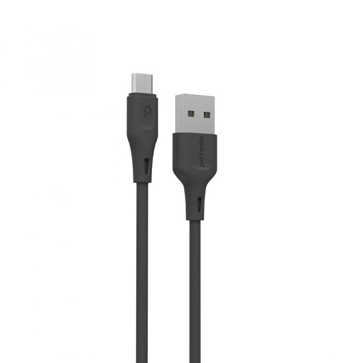 Porodo New PVC Micro USB Cable 2M 2.4A, Over-Current Protection, Durable Fast Charge & Data Cable, Safe & Reliable Cord Compatible for Micro Devices - Black