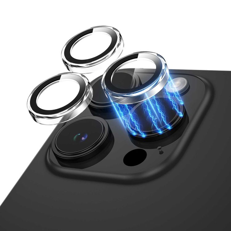 عدسة كاميرا ثلاثية من Green Lion لهاتف iPhone 15 Pro/iPhone 15 Pro Max، حماية من الكسر، مضادة للخدش، زجاج متين 9H، مقاومة للماء، طلاء مضاد للتوهج، سهلة التركيب - شفافة