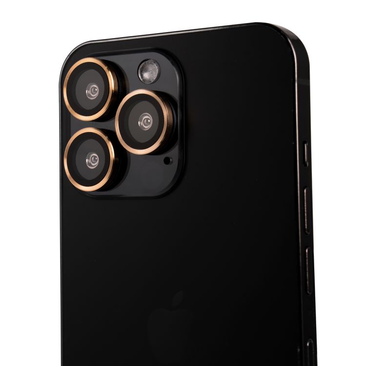 Devia Gemstone Lens Protector (3pcs) Compatible for iPhone 13 Pro Max (6.7") Aluminum Alloy + Tempered Glass Camera Lens Protector, Explosion-proof & Scratchproof - Gold