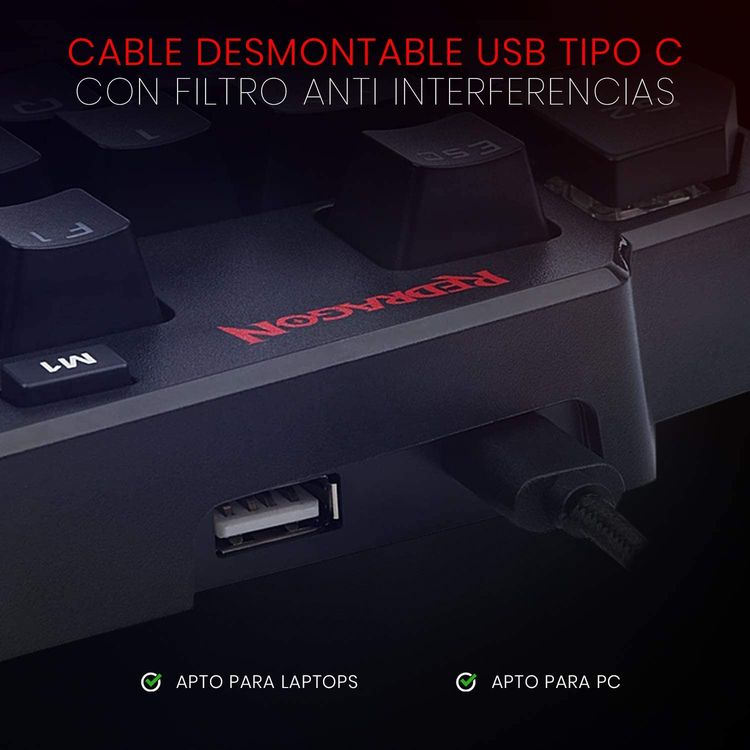 Redragon K585RBG-BA DITI One-Handed RGB Mechanical Gaming Keyboard | Wired Professional Gaming Keypad with 7 Onboard Macro Keys & Detachable Wrist Rest