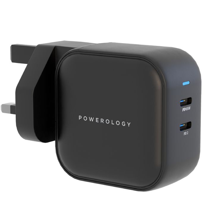 Powerology Dual Port PD GaN Wall Charger 65W - Black