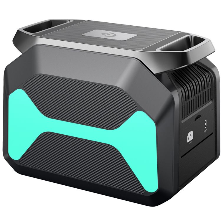 Powerology 1800W Portable Power Station with Flashlight, PD 100W, Carry-Handle, Solar Charger, 1.2 Hours Fast Charging Time, ×3 USB-C, ×3 USB-A, Car Socket, ×2 AC Outlet & DC Ports, Easy-Access Storage, Smart LCD Screen - Black