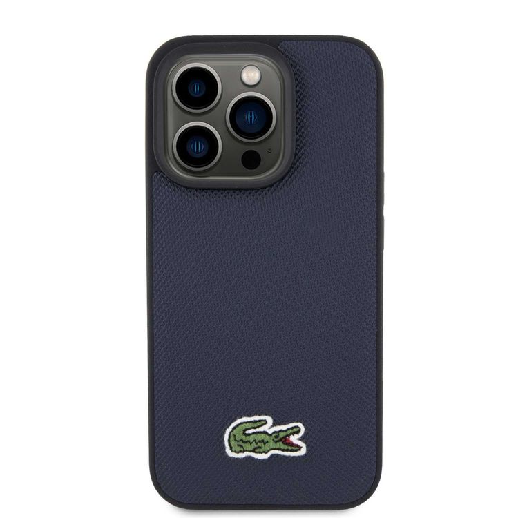 Lacoste HC MagSafe Iconic Petit Pique PU Woven Logo for iPhone 15 Series - Navy - iPhone 15 Pro Max