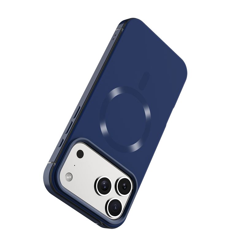 Levelo Opulis MagSafe Frosted Case for iPhone 17 Pro Max, Liquid Silicone Comfort, Anti-Scratch, Aluminum Alloy Frame for Camera & Edges, Anti-Fingerprint, Strong Magnets, Multi-Layer Design, Shock-Resistant Bumper, Non-Slip Surface - Midnight Blue