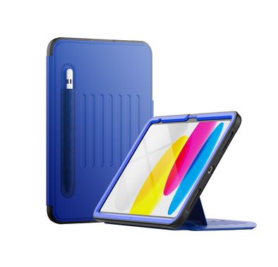 Levelo Luxora Case for iPad 10.2" (2019-2021), Adjustable Multi-Angle Viewing, Premium PU Leather Finish, Shockproof, Anti-Fingerprint, Built-in Pen Holder & Built-in 2 Card Slots, Magnetic Flap Closure - Blue