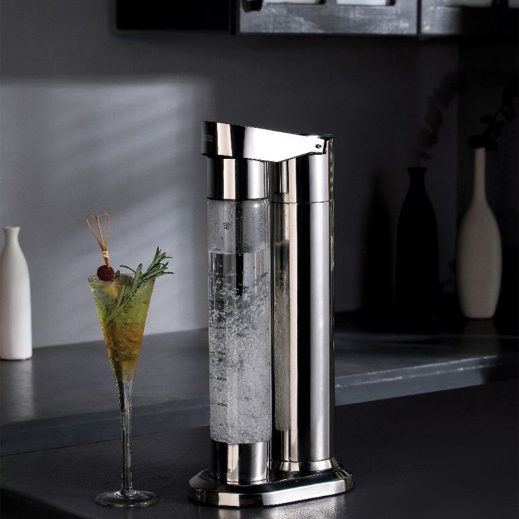 LePresso Fizznest Sparkling Water Machine with Slow-Fast Releasing System, 800mL Sparkling Water Capacity, Compatible with CO2 Capsule Chargers, Dual-Bottle, Stainless Steel 304 Material, Explosion-Proof Pet, BPA-Free Design - Silver