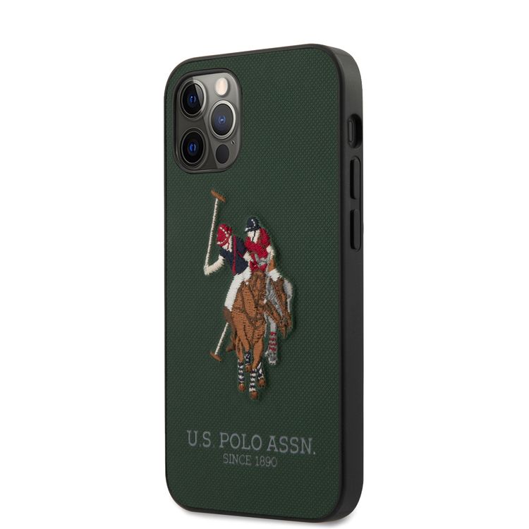 CG MOBILE U.S.Polo Assn. PU Hard Case Polo Embroidery, Dirt Proof, Shock Resistant, for iPhone 12 Pro Max (6.7") Officially Licensed - Green