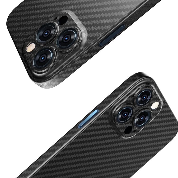 غطاء ظهر واقي من الصدمات وامتصاص الصدمات من جرين ليون مصنوع من ألياف الكربون لجهاز آيفون 13 بحجم 6.1" متوافق مع الشحن اللاسلكي ومرخص رسميًا - أسود.