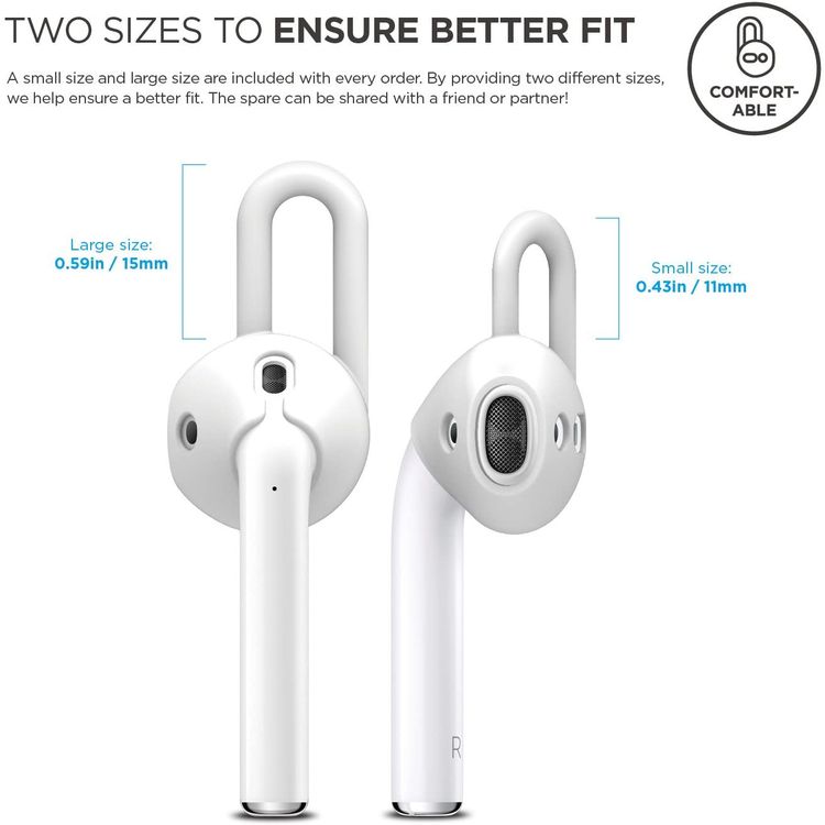 إيلاجو وسادة أذن من السيليكون لأجهزة ابل ايربودز من الجيل 1/2 ، حجمان ، سيليكون ممتاز ، تحافظ على أمانها وثباتها ، أسود