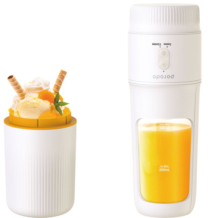 Porodo LifeStyle 2in1 55W Portable Ice Cream Maker and Blender  - White