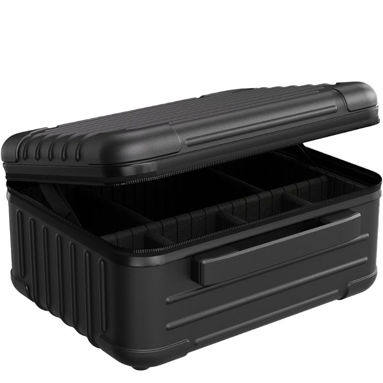 Porodo Lifestyle Travel Makeup Bag with Detachable 12-inch LED Mirror, 3 Light Modes, Multiple Compartments, 51 LED Beads, 3000mAh Battery Capacity, 6000~6500K Color Temperature, USB-C Charging Interface, ABS Material - Black