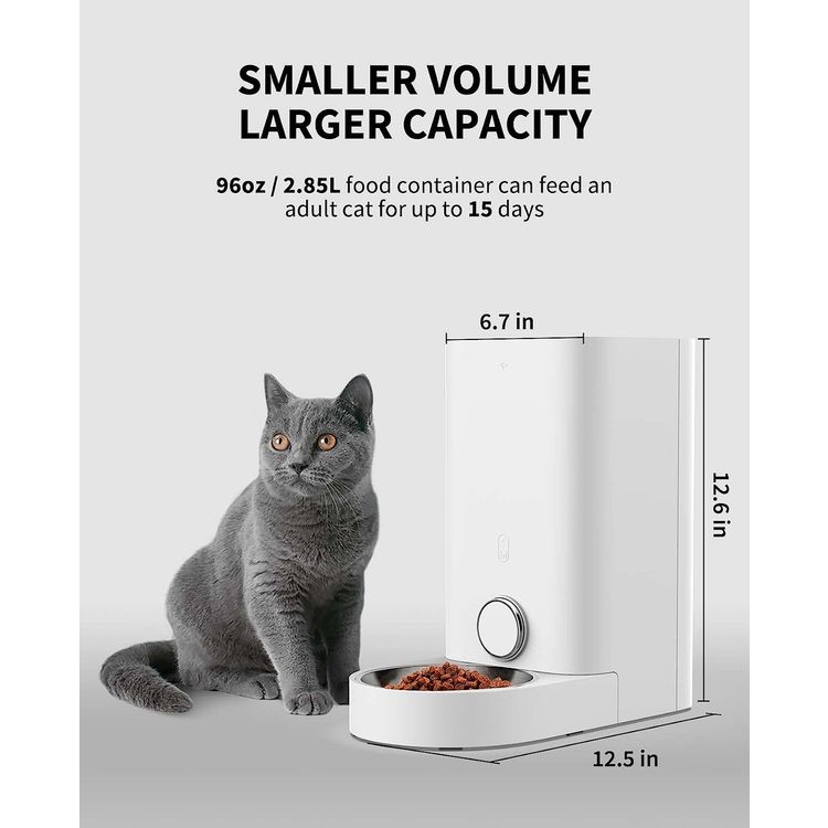 PETKIT Fresh Element Mini Smart Pet Feeder with 2.8L Capacity, Dual Fresh Lock System, Up to 10 Times Usage per Day, Automatic Dosing, Smart Feeding - White