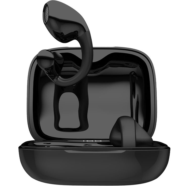 Porodo Soundtec TWS Ear Clip, 10m Transmission Range, Bluetooth V5.3, Up to 24 Hours Play Time, 300mAh Battery Capacity - Black