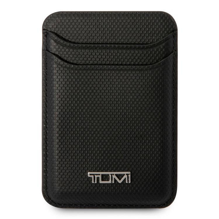 حامل بطاقات Tumi MagSafe بنمط منقوش باليستي - أسود