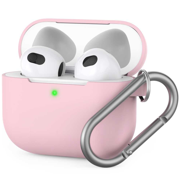 AhaStyle Full Cover Premium Silicone Keychain Portable Case Compatible for AirPods 3, Anti-Scratch, Drop Shock Protection, Easy to Install, Front LED Visible Cover with Carabiner