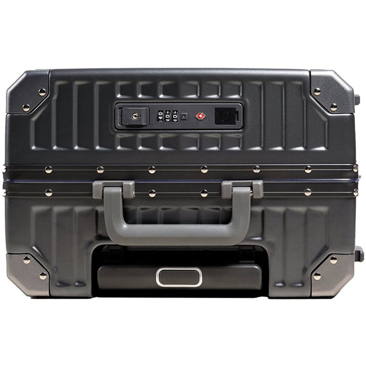 Levelo RoamRollers 20" Travel Luggage with Aluminum Body Material, USB-A & USB-C Output Ports, Metal Corner Protection, Front Pocket Compatible with Up to 15.6" Laptop, Phone and Cup Holder, Silent Spinner Wheels - Titanium Gray