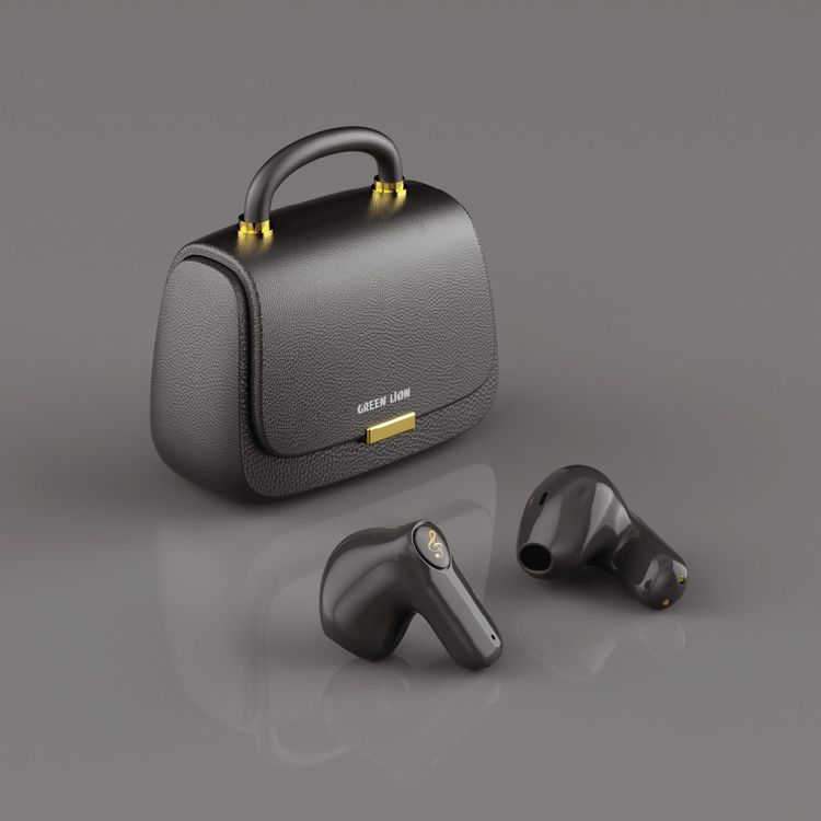 Green Lion Queen's Mini Bag Style True Wireless Earbuds, JL6983 Chipset, Bluetooth Version 5.3, Up to 15 m Bluetooth Range, 5 Hours Playtime, Up to 16 Hours with Charging Case, 300 mAh Charging Case Battery, IPX4 Water Resistance Level - Black