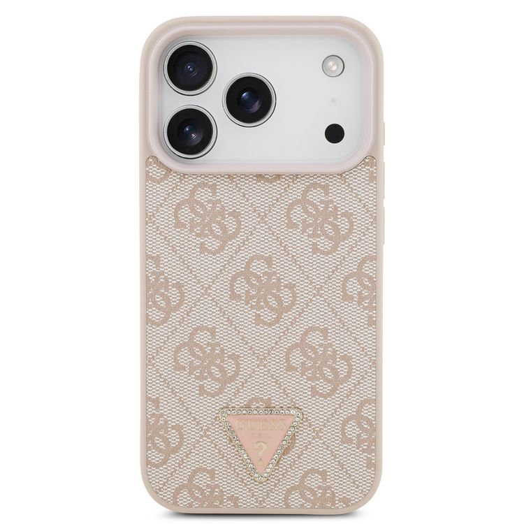 Guess MagSafe 4G PU Leather Case with Triangle Logo for iPhone 17 Pro, Slim Profile, Drop Protection, Comfortable Grip, Sustainable Packaging, Lightweight Design, Easy Snap-On - Pink