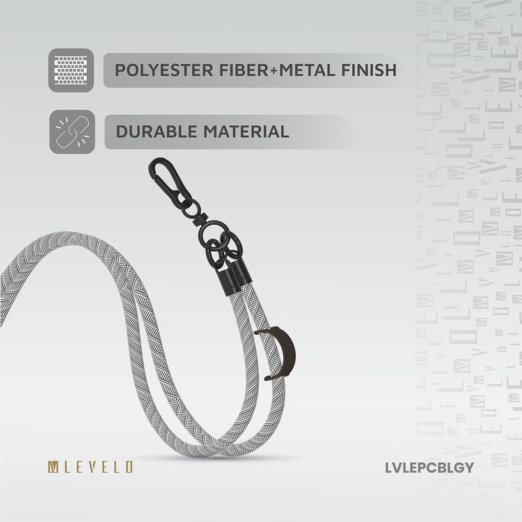 Levelo Everly Phone Crossbody Lanyard, Lightweight Design, Adjustable Straps with 1.2m Length, Hypoallergenic Material, Universal Compatibility - Gray
