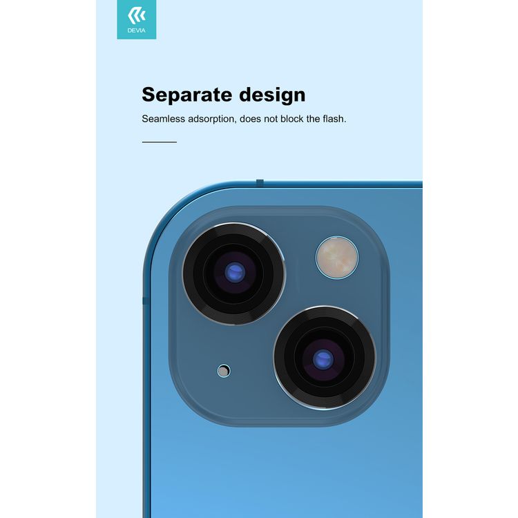 Devia 360299-BK Peak Series Lens Protector (2pcs) for iPhone 13 Mini / 13  Seamless Absorption, 360 Protection Lens, 9H Aluminum Alloy + Tempered Glass Lens Protector - Black