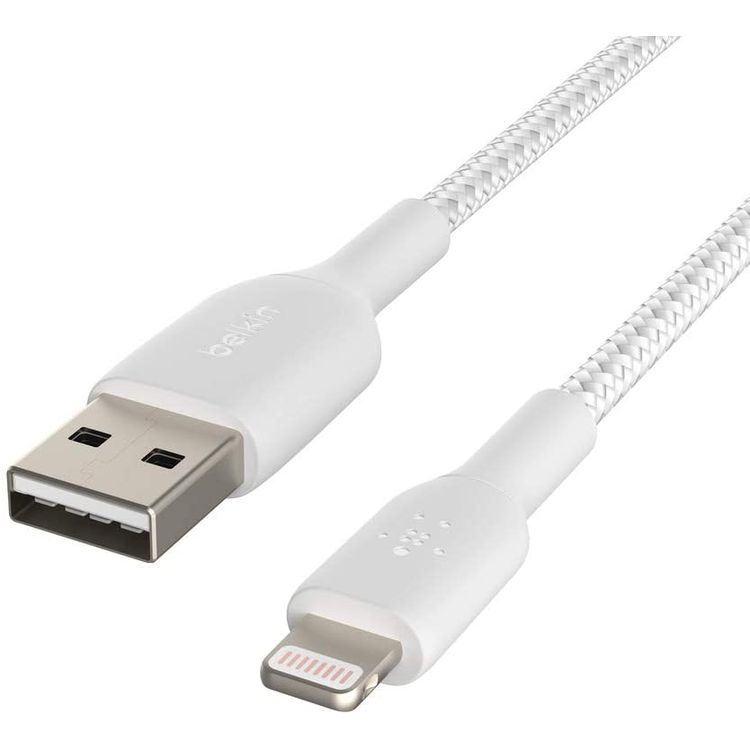 Belkin BOOST CHARGE USB-A to Lightning Braided Cable 6 Inches - Ultra Portable iPhone/iPad/Airpods Charge  - White