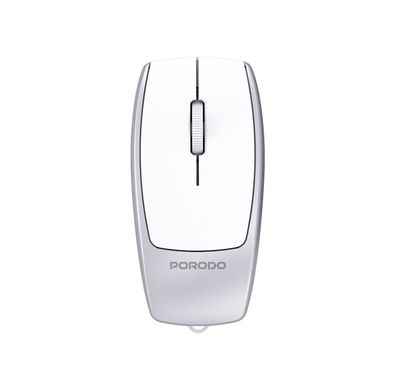 Porodo 1600DPI Wireless Mouse with Card Reader, 120mAh Battery, ABS Material, Bluetooth Version 5.1, 10m Working Distance, Silent Efficient Performance, Plug & Play - Silver