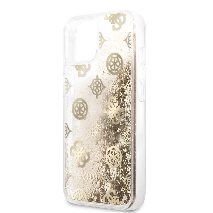 CG MOBILE Guess Liquid Glitter Case Electroplated Peony Logo Compatible for iPhone 13 (6.1") Anti-Scratch, Easy Access to All Ports, Shock Absorption