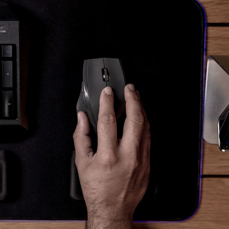 Powerology Ergonomic Wireless Mouse, Advanced Wireless Mouse for Mac, Ultrafast Scrolling - Charcoal