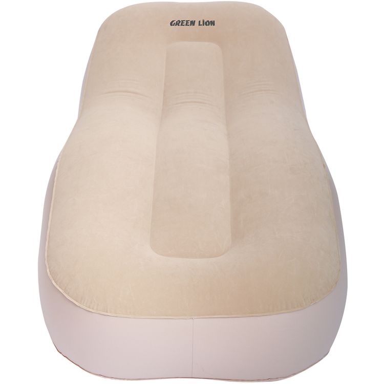 Green Lion Inflatable Air Mattress Sofa with Quick & Easy Setup, Sculpted Comfort Design, 200kg Load Capacity, Leak-Proof Valve, Detachable Air Pump, Easy Carry Handle, PVC 6P Eco-Friendly + Flocking Material - Beige