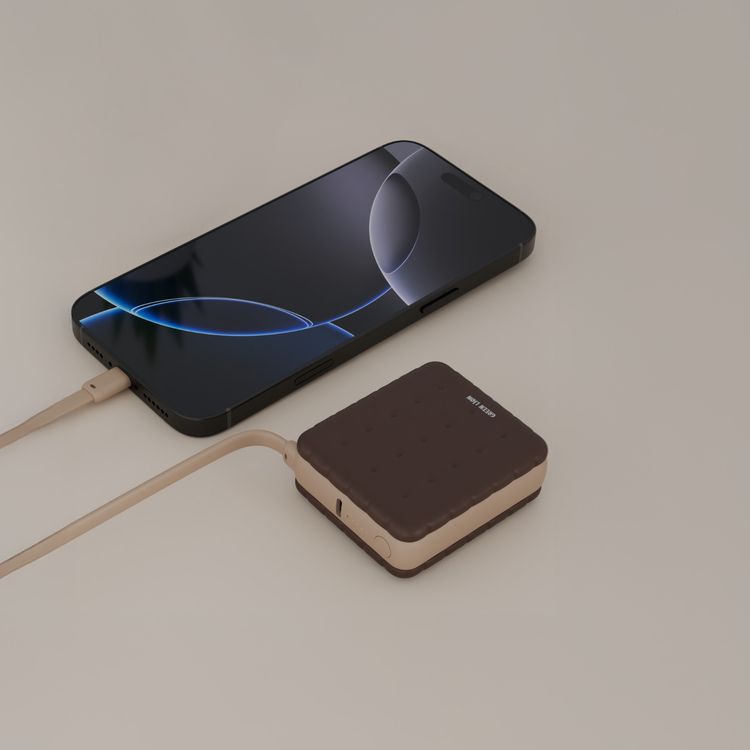 Green Lion Baker 10000mAh Power Bank with PD 20W, Compact Pocket Size, Dual Device Charging, Detachable Type-C Cable, Flight Approved, Easy-Carry Lanyard, LED Battery Indicator - Mocha