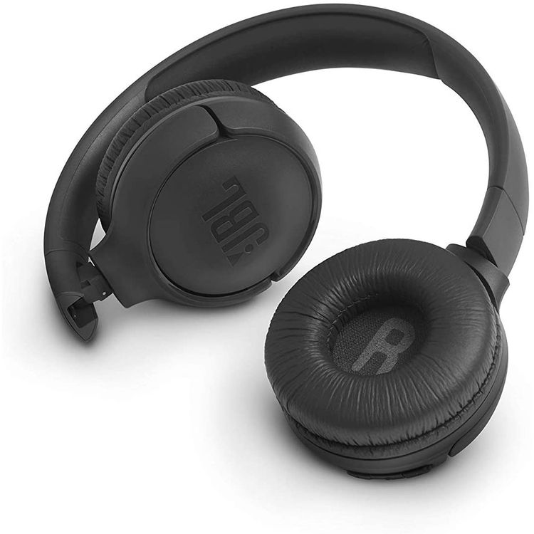 JBL T500 Wireless Bluetooth On-Ear Headphones with Mic, Pure Bass Sound, Hands-free Calls, 16-hours Battery Life, Lightweight & Foldable Design - Black
