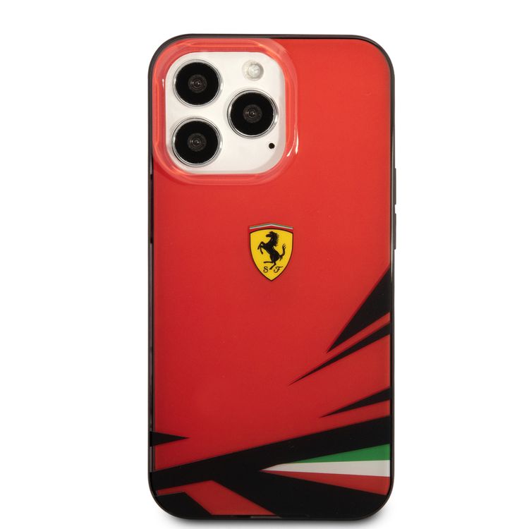 فيراري جراب ممتص للصدمات PC / TPU Scuderia مصبوغ ، حماية من السقوط ، متوافق مع ايفون 13 برو ماكس  - أحمر