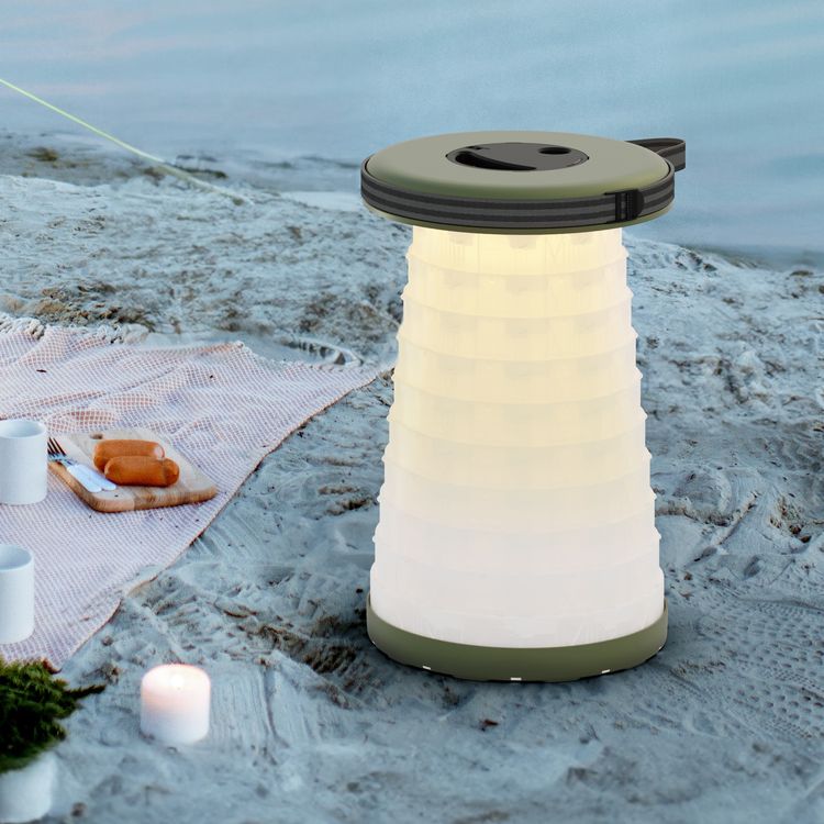 Porodo Camping Telescopic LED (White/Yellow) Stool - Green