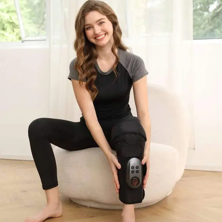 Porodo Portable Knee & Calf Rechargeable Massager with Timer, 3 Pressure Levels, 3 Heating Level, 5W Rated Power, 2.5 Hours Working Time - Gray
