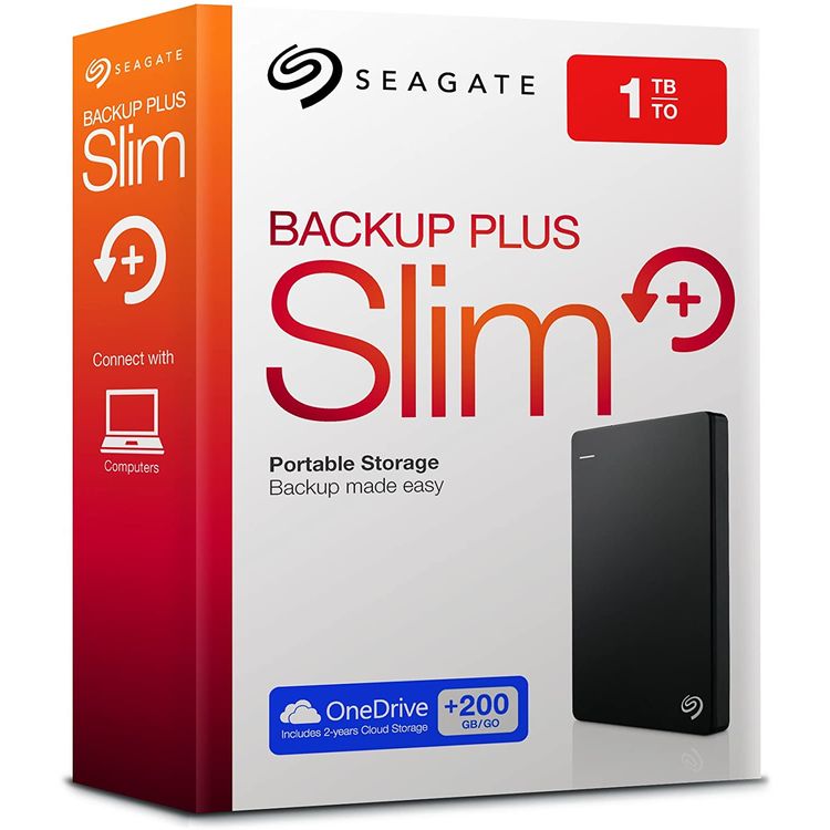 SEAGATE EXTERNAL HARD DRIVE/SLIM 1TB - USB 3.0, BLACK