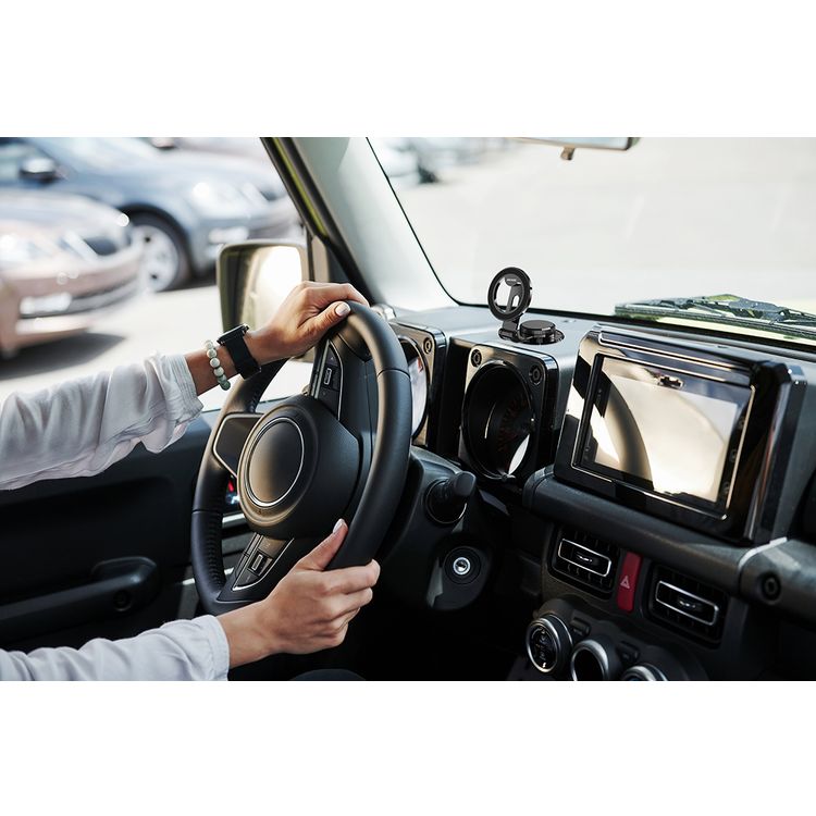Porodo Zinc Alloy Magsafe Dash Mount with 360° Rotating Base, Zinc Alloy Material, x42 Embedded N52 Magnets, 4500Gauss Magnetic Force, One Hand Operation - Black