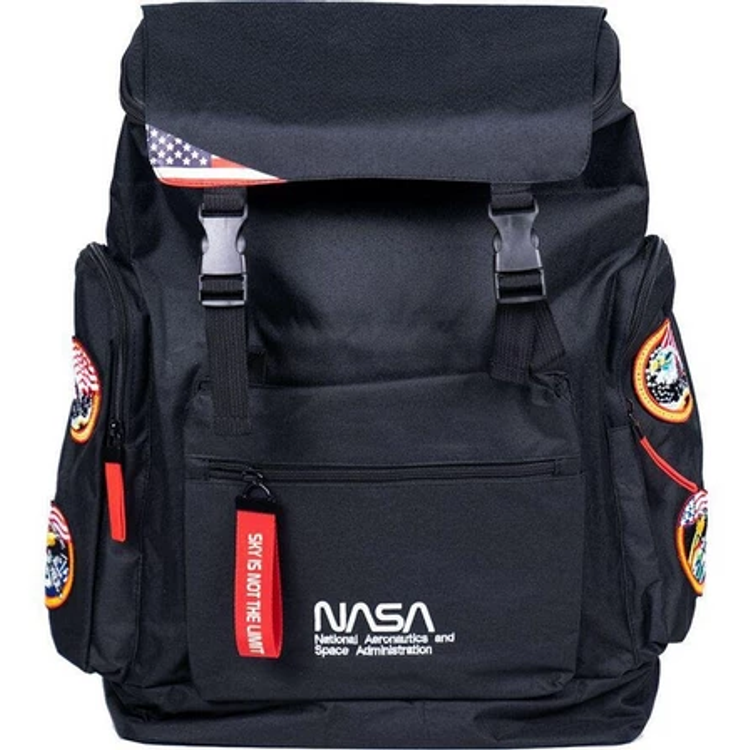 NASA Canvas Backpack 300D Material USB Charging Port - Black