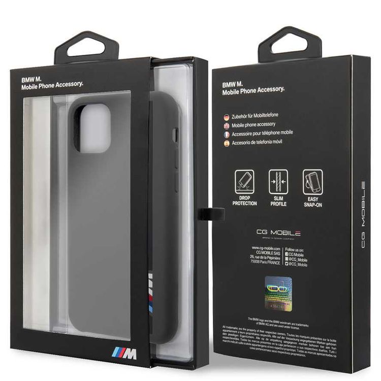 CG Mobile BMW Tone-on-Tone Stripe Silicone Hard Case for iPhone 11 (6.1") Compatible with Wireless Chargers Officially Licensed - Dark Gray