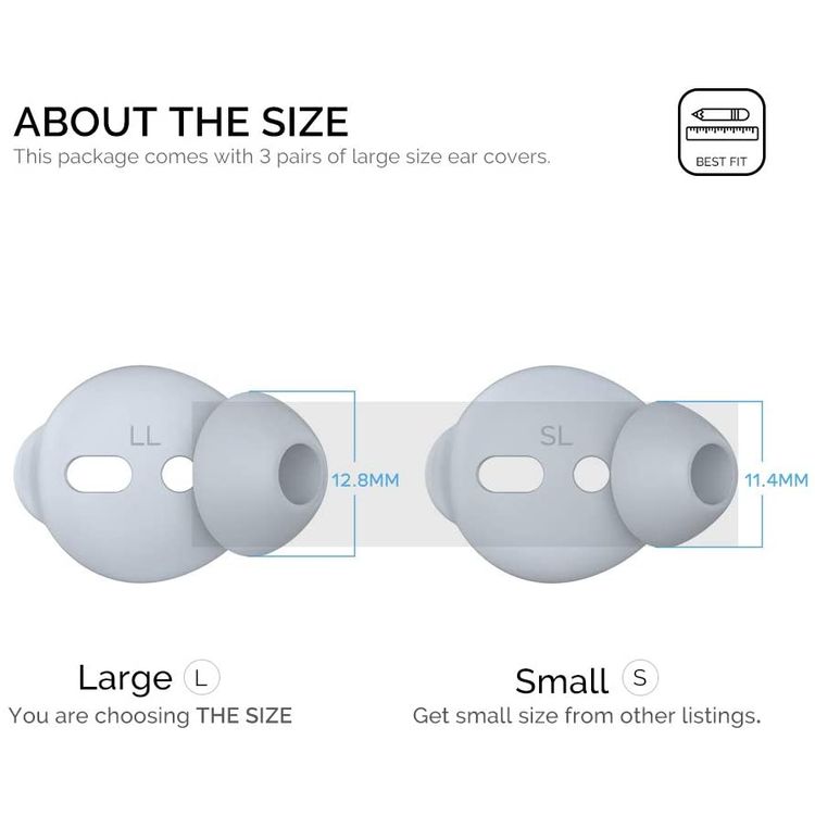 غطاء سيليكون AhaStyle لـ Airpods (3 أزواج كبيرة) - أزرق فاتح