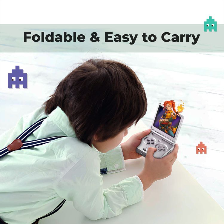 Green Lion GP Pro Fold Gaming Console with Dual-Core G31 MP2 GPU, Vibrating Motor, HDMI Output, Supports Up-to 512GB TF Card, 3.5 Inches IPS Screen, 640×480 Pixels Resolution, 3300mAh Battery, 8 Hours Working Time - Silver