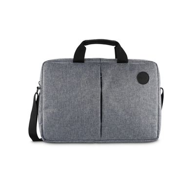 حقيبة لابتوب هاماجينوا سيئة لجهاز يصل إلى 40 سم (15.6")، مصنوعة من مادة البوليستر، حزام كتف قابل للتعديل، إغلاق بسحاب، مقابض حمل، مقصورات متعددة، مقاومة للخدش - رمادي