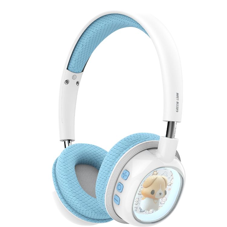 Green Lion GK-600 Kids Wireless Headphone with 20 Hours Play Time, Designed for Ages 3+, Versatile Playback, 85dB Safe Sound Limit, Built-in Microphone, LED Light Design, Soft Padded Cushions, Kid-Friendly Controls - Blue