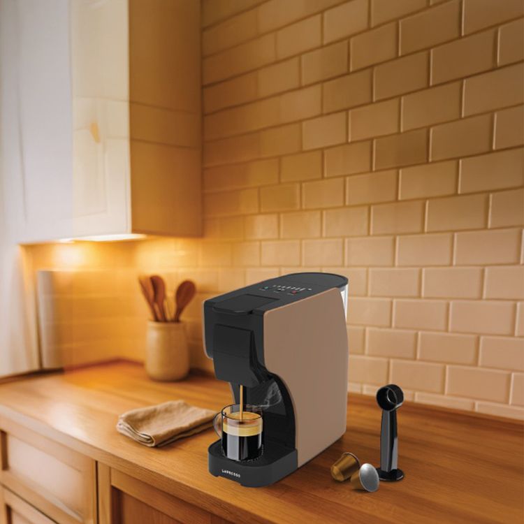 LePresso Trezza Multi-Capsule Coffee Machine with 1350W Rated Power, 1L Water Tank Capacity, 20 Bar Pump Pressure, 220-240V Rated Voltage, Automatic Shutdown - Brown