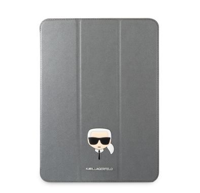 Karl Lagerfeld PU Saffiano Karl Head Folio Case for iPad 12.9" - Silver