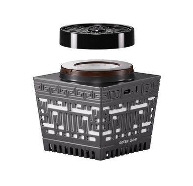 Green Lion Moon Bakhour Quran Speaker, 5 Hours Working Time, 2000mAh Battery, Bluetooth V5.1, 10m Transmission Range - Black