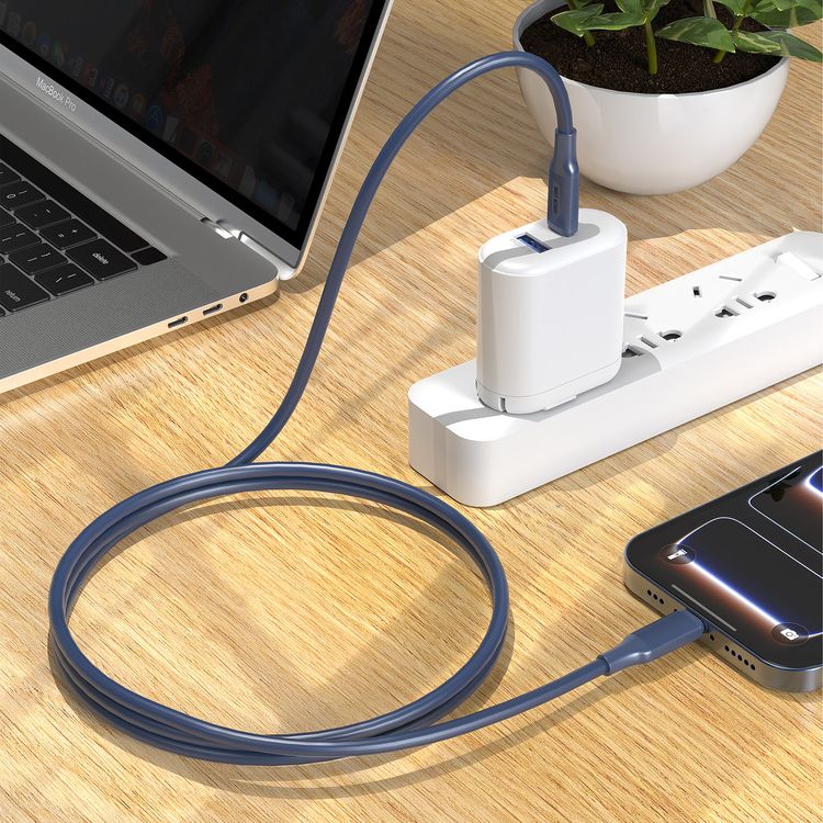 Green Lion USB-C to USB-C 1Meter 3.28 ft Cable with 60W 20V/3A Current, Flexible and Durable, Charge and Sync, 480 Mbps Transfer Speed, PVC Material, 10000 Bends Lifespan - Blue